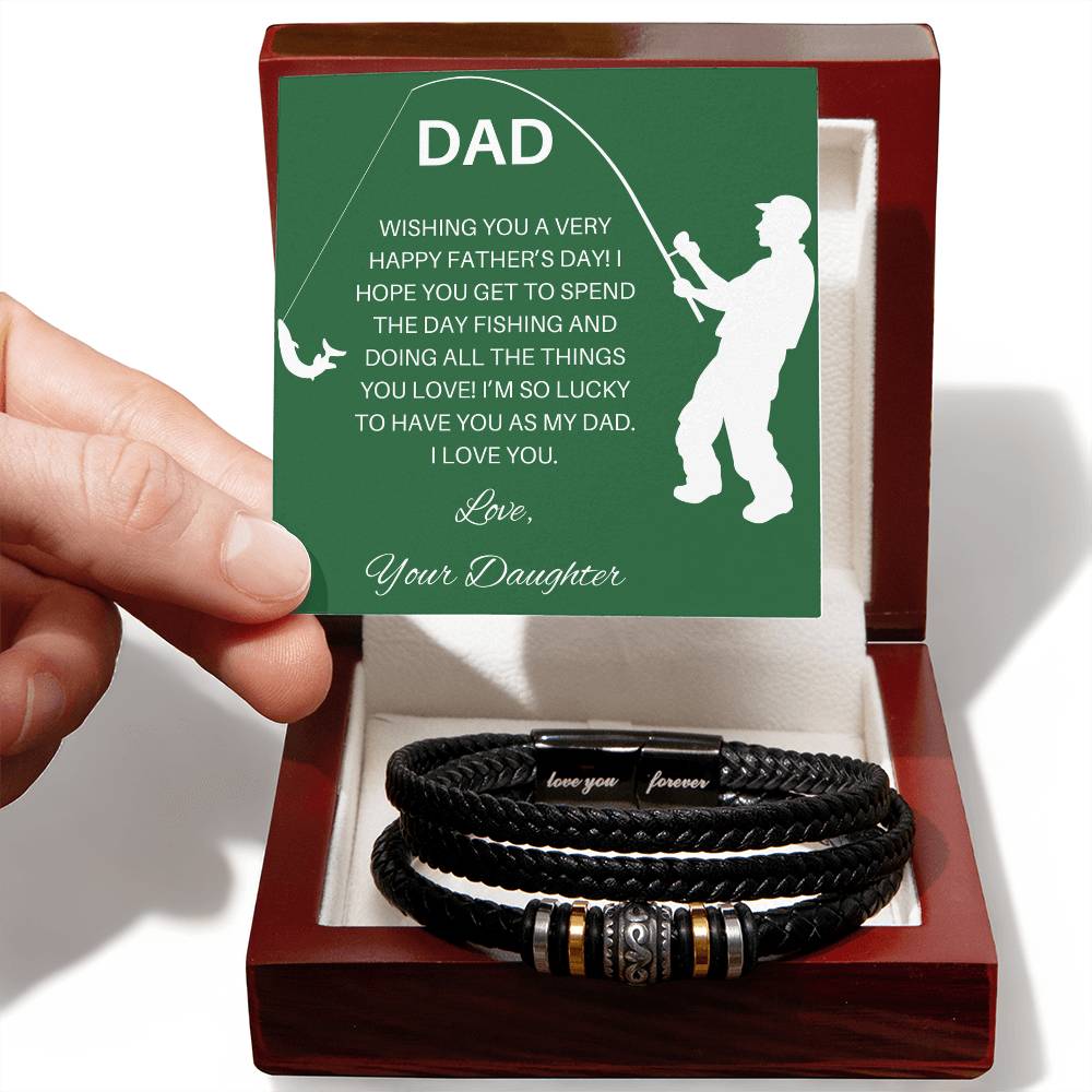 Fisherman Father's Day Leather Bracelet