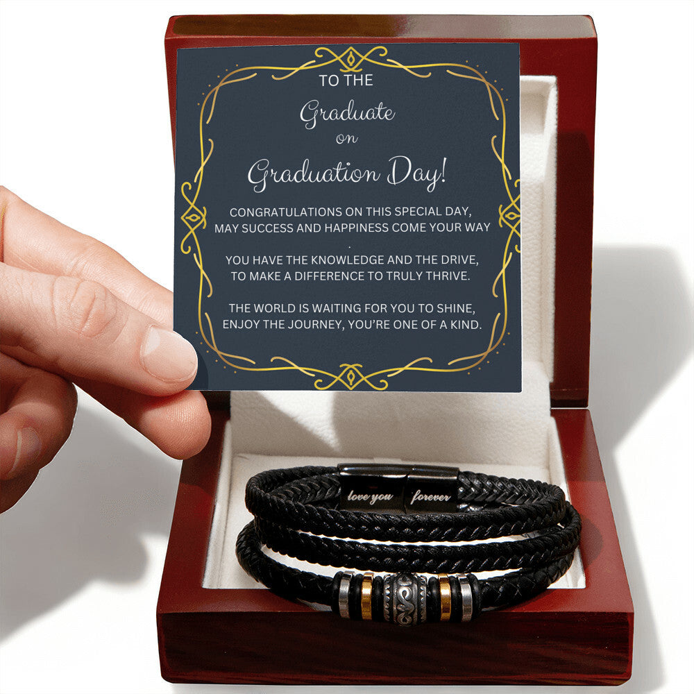 GRADUATION LEATHER BRACELET GIFT FOR HIM