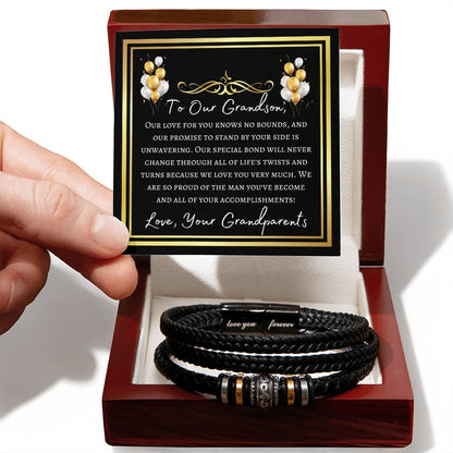 Grandson Graduation Leather Bracelet