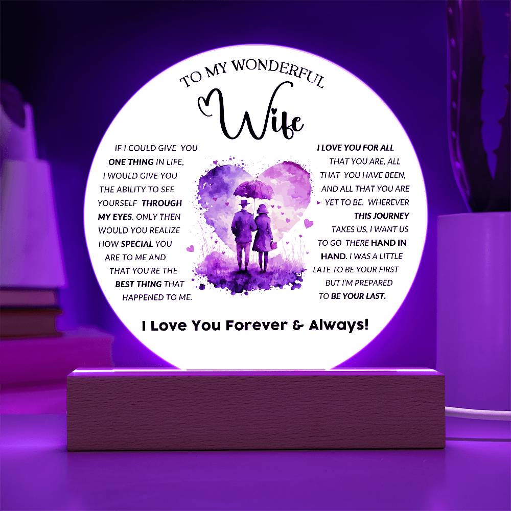 To My Wonderful Wife - Acrylic Circle Plaque