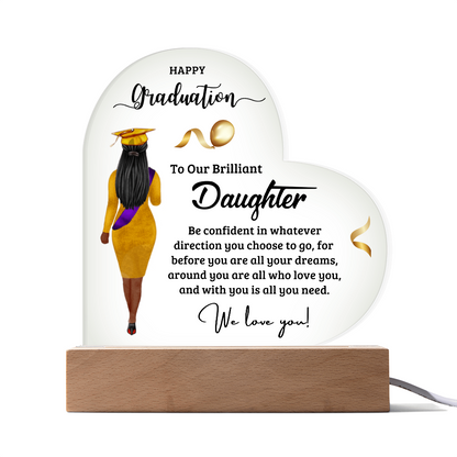 Daughter Graduation Heart Acrylic Light Up Plaque
