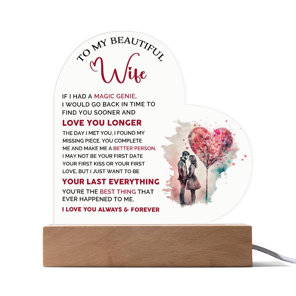 To My Beautiful Wife - Acrylic Heart Plaque