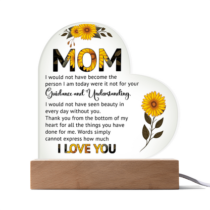 Sunflower Mom Heart Acrylic Plaque