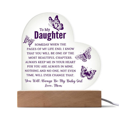 To My Daughter - Acrylic Heart Plaque