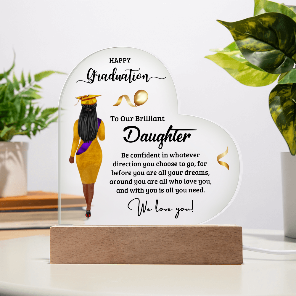 Daughter Graduation Heart Acrylic Light Up Plaque