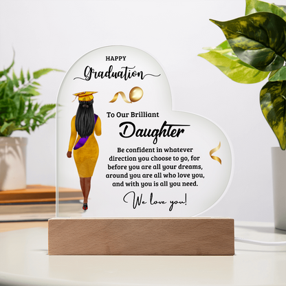 Daughter Graduation Heart Acrylic Light Up Plaque