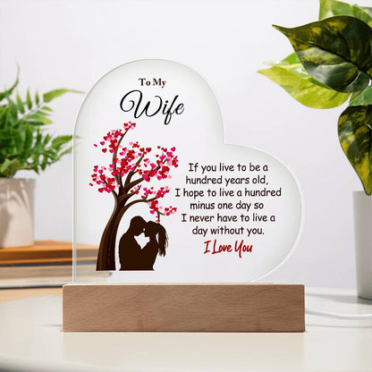 To My Wife - Acrylic Heart Plaque