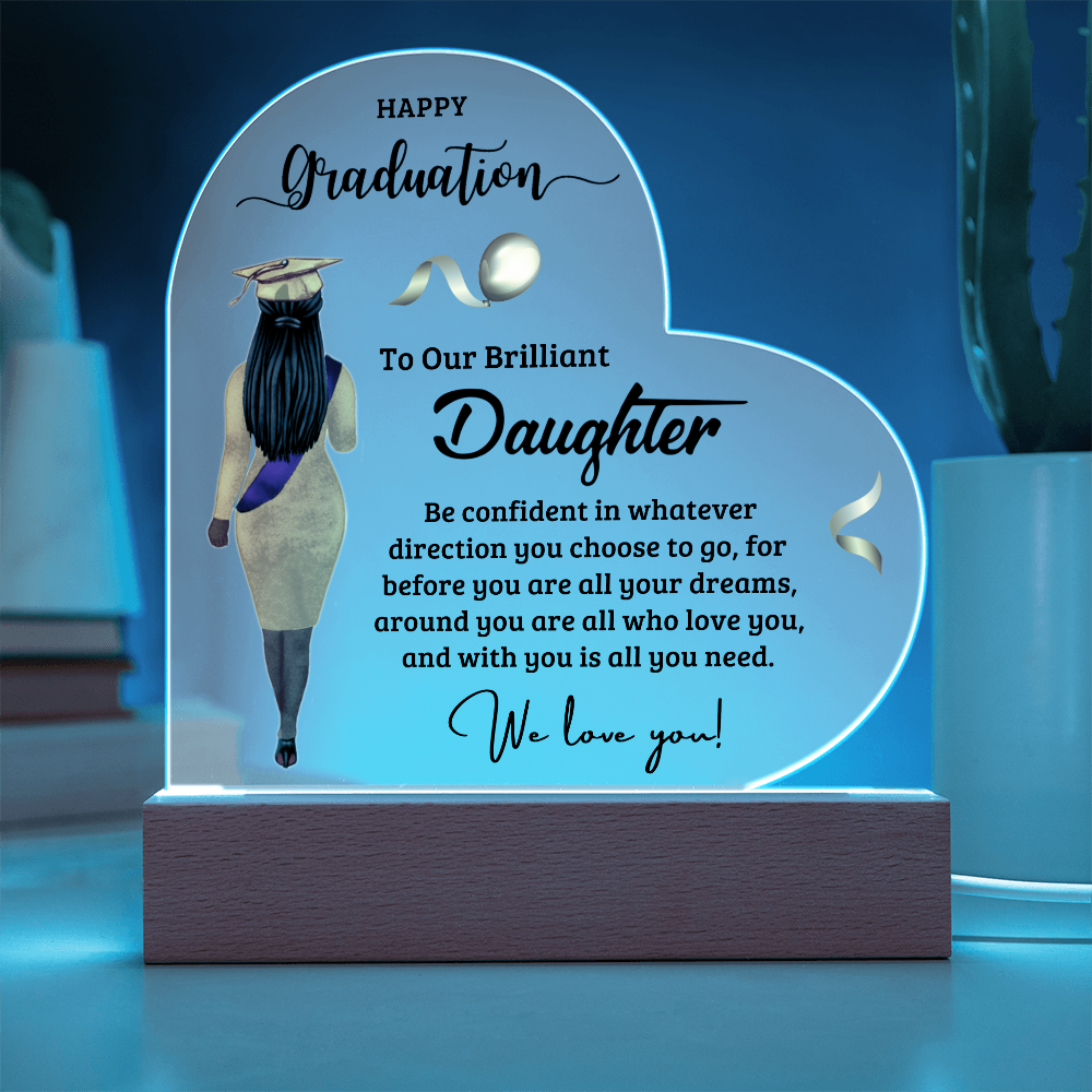 Daughter Graduation Heart Acrylic Light Up Plaque
