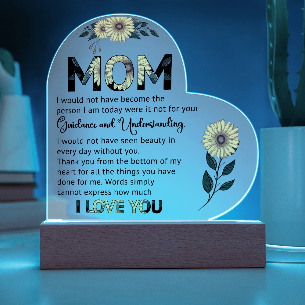 Sunflower Mom Heart Acrylic Plaque