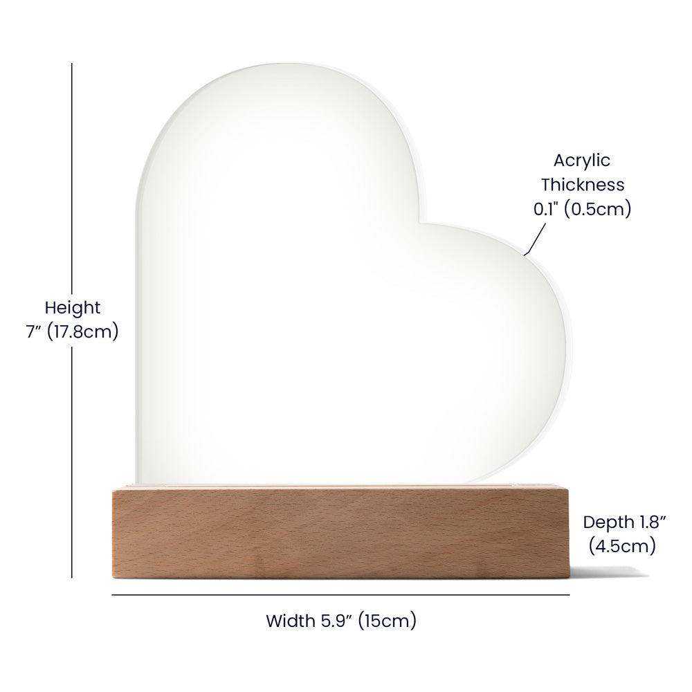 Supportive Mom Heart Acrylic Plaque and Nightlight