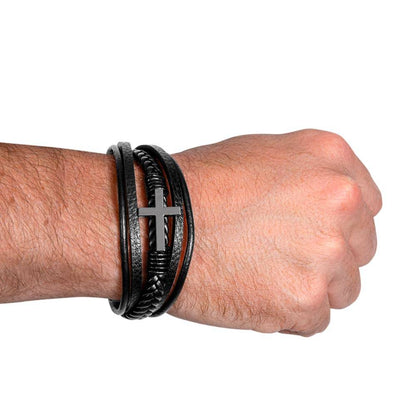 Will You Be an Usher Leather Cross Bracelet for Groomsman