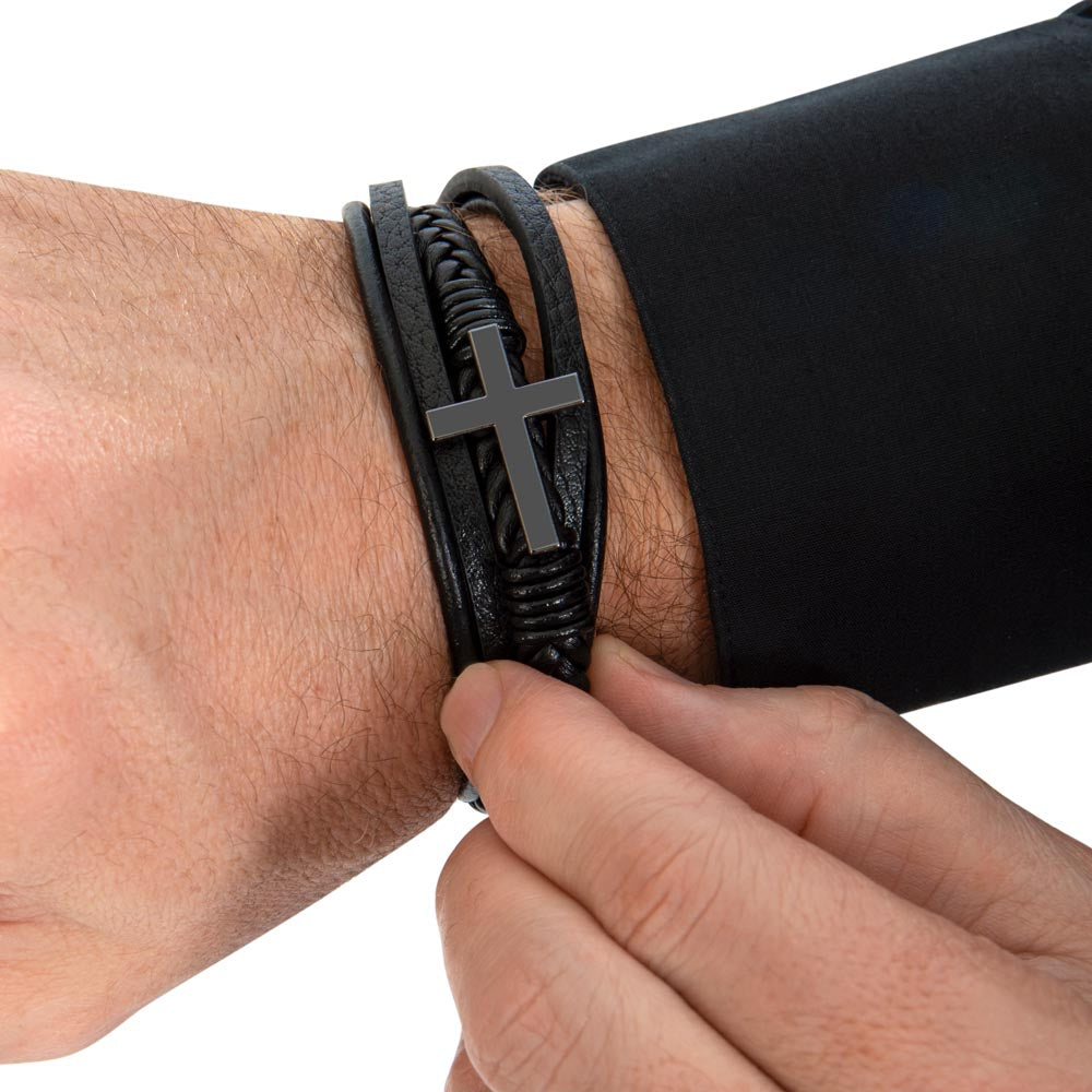 Son Leather Cross Bracelet for Valentine's Day