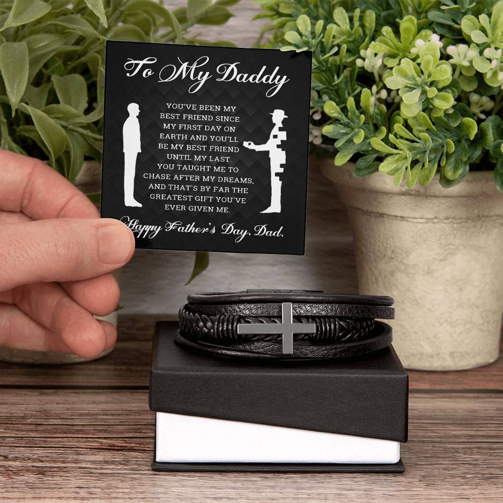 To My Daddy Leather Bracelet for Father's Day