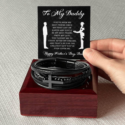 To My Daddy Leather Bracelet for Father's Day