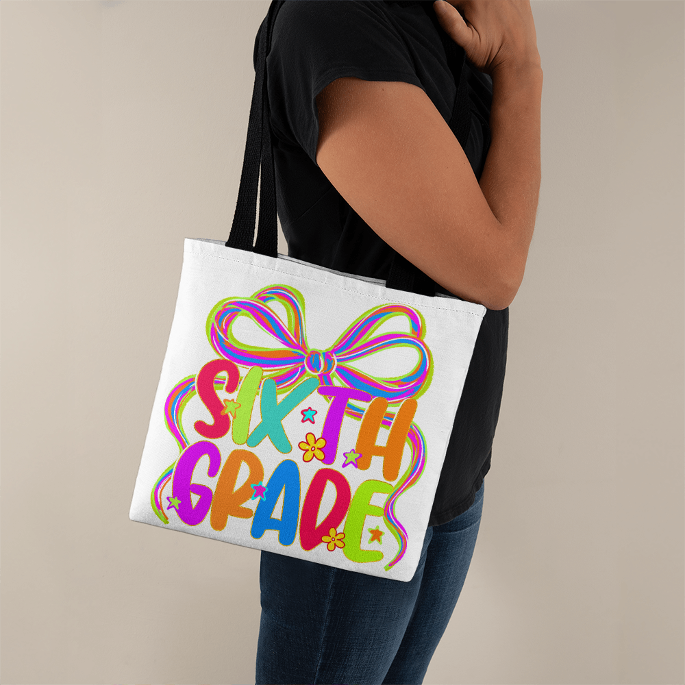 Sixth Grade Neon Back to School Teacher Tote Bag