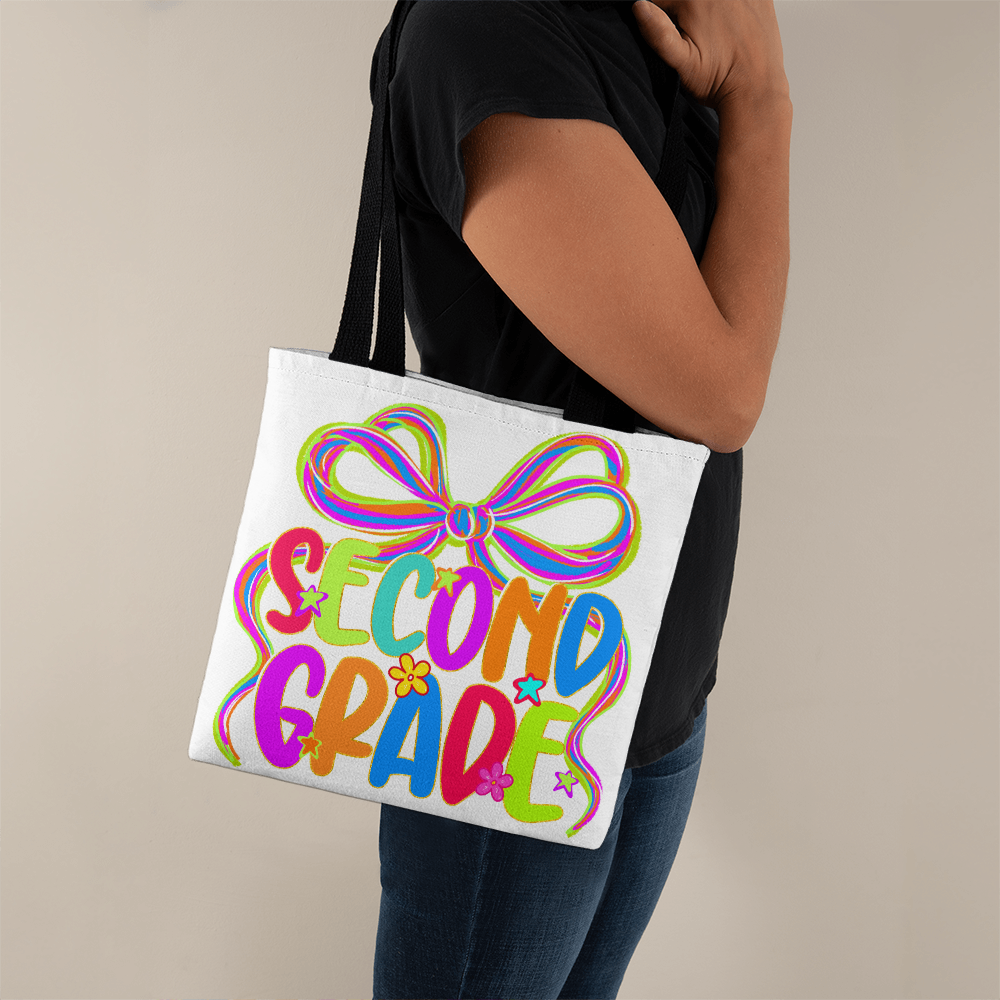 Second Grade Neon Back to School Teacher Tote