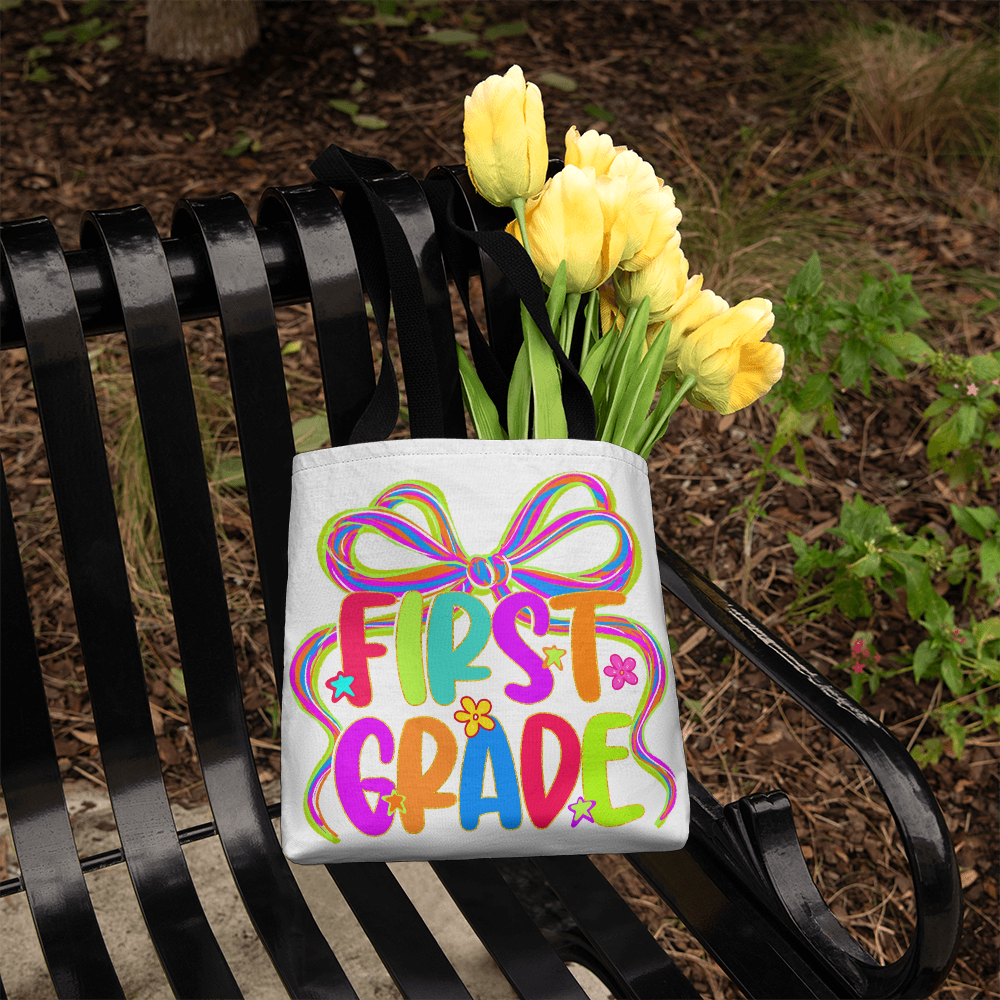 First Grade Neon Back to School Teacher Tote