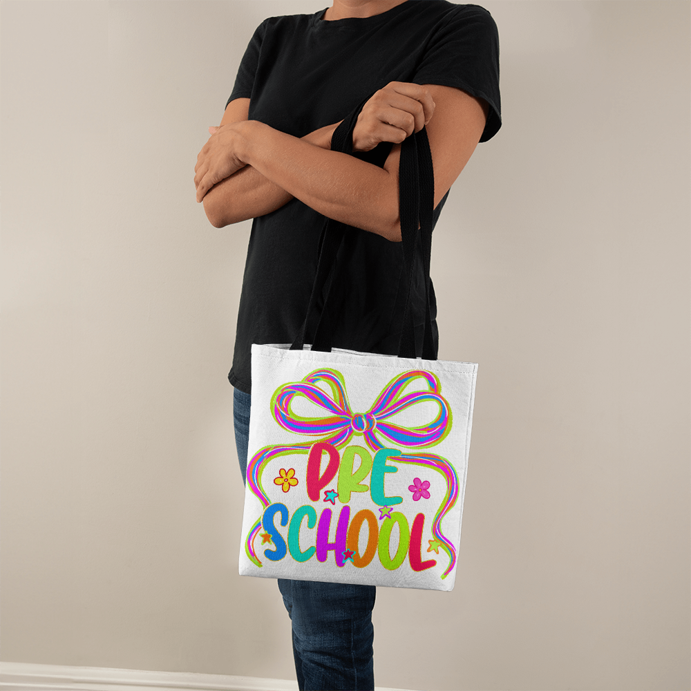 Neon Preschool Teacher Canvas Tote Bag