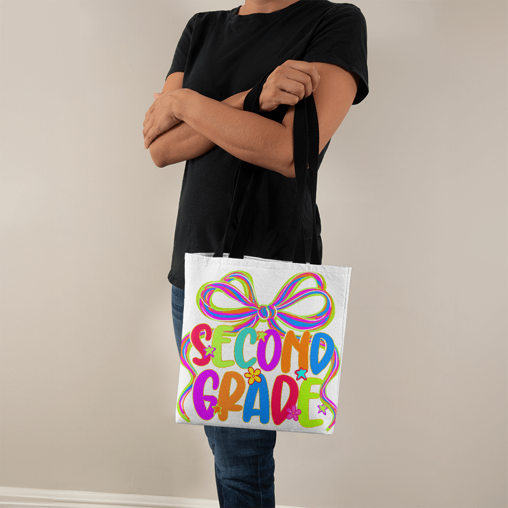 Second Grade Neon Back to School Teacher Tote