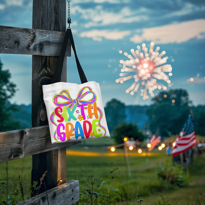 Sixth Grade Neon Back to School Teacher Tote Bag