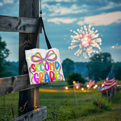 Second Grade Neon Back to School Teacher Tote