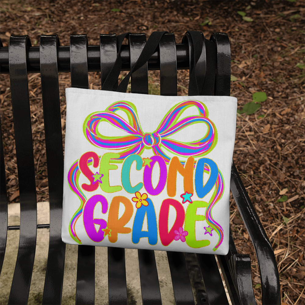 Second Grade Neon Back to School Teacher Tote