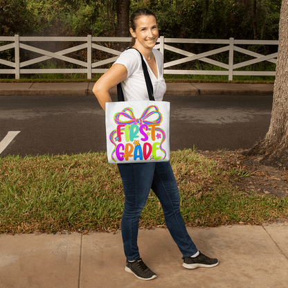 First Grade Neon Back to School Teacher Tote