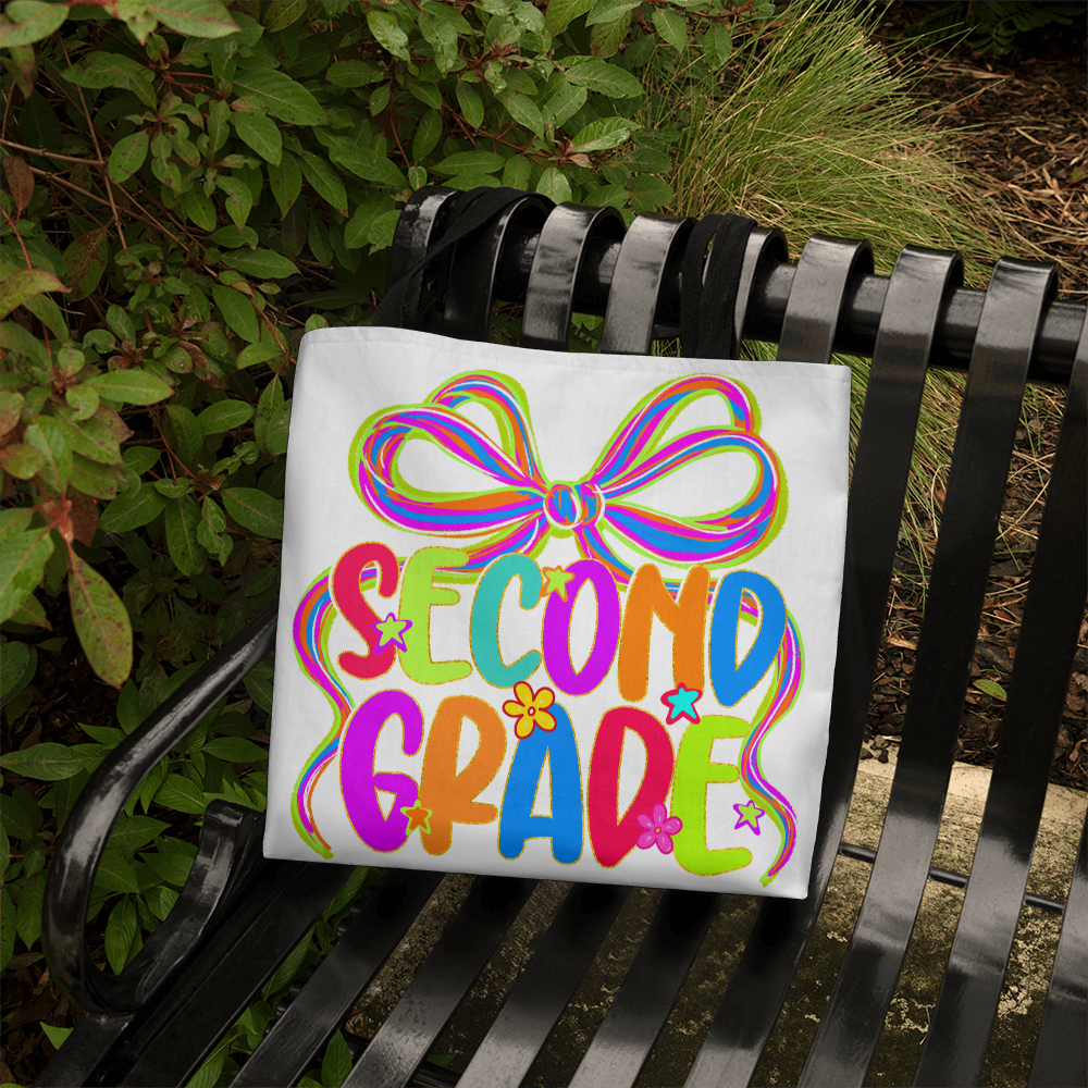 Second Grade Neon Back to School Teacher Tote