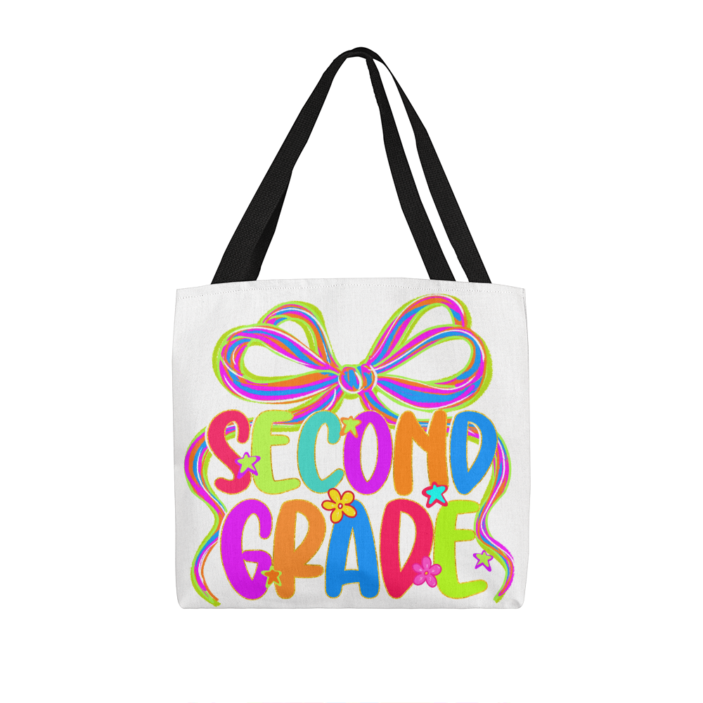 Second Grade Neon Back to School Teacher Tote