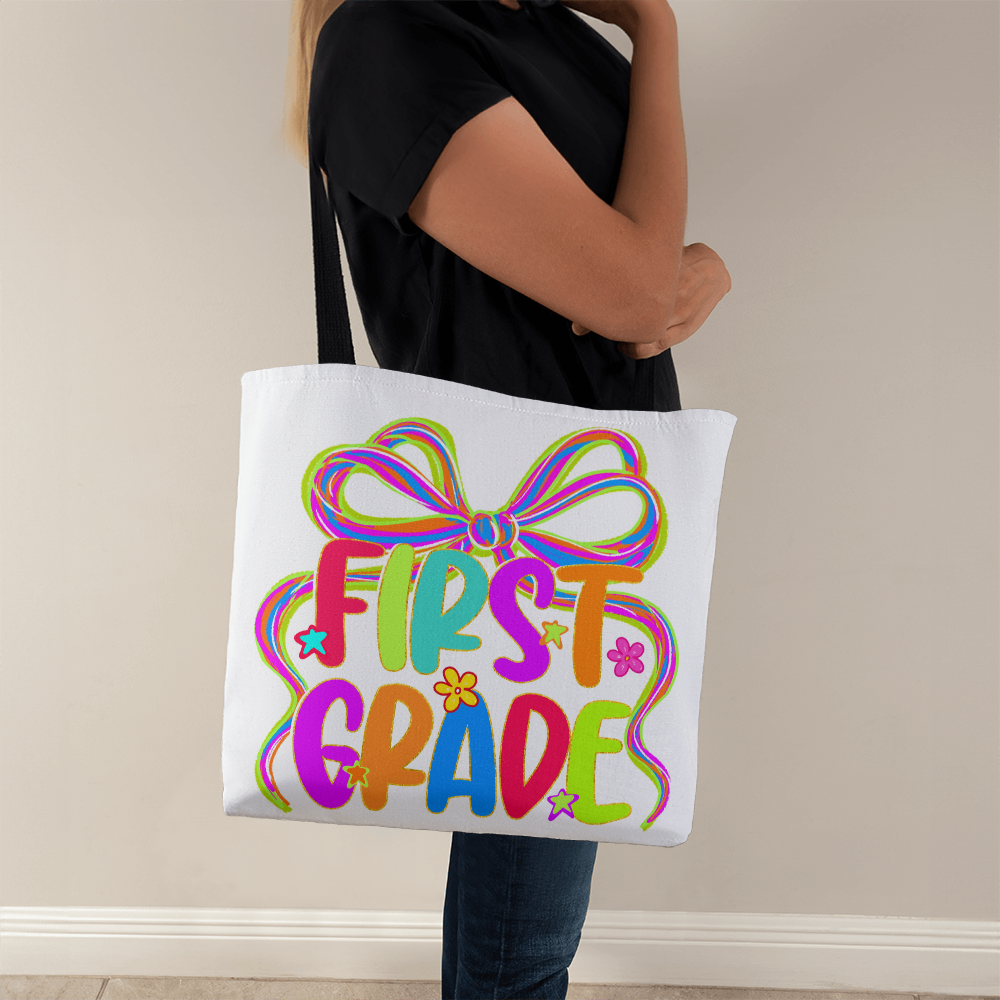 First Grade Neon Back to School Teacher Tote