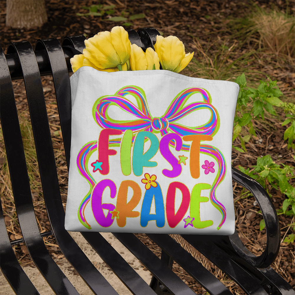 First Grade Neon Back to School Teacher Tote