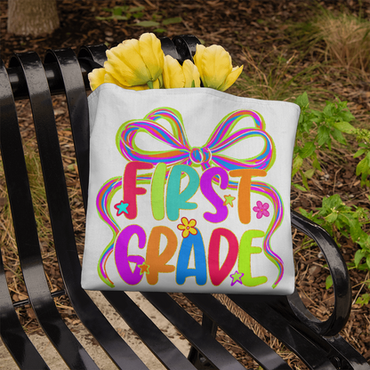 First Grade Neon Back to School Teacher Tote