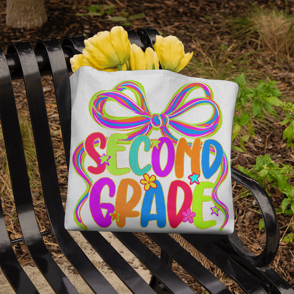 Second Grade Neon Back to School Teacher Tote