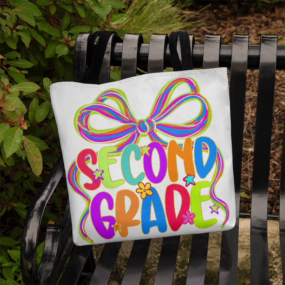 Second Grade Neon Back to School Teacher Tote