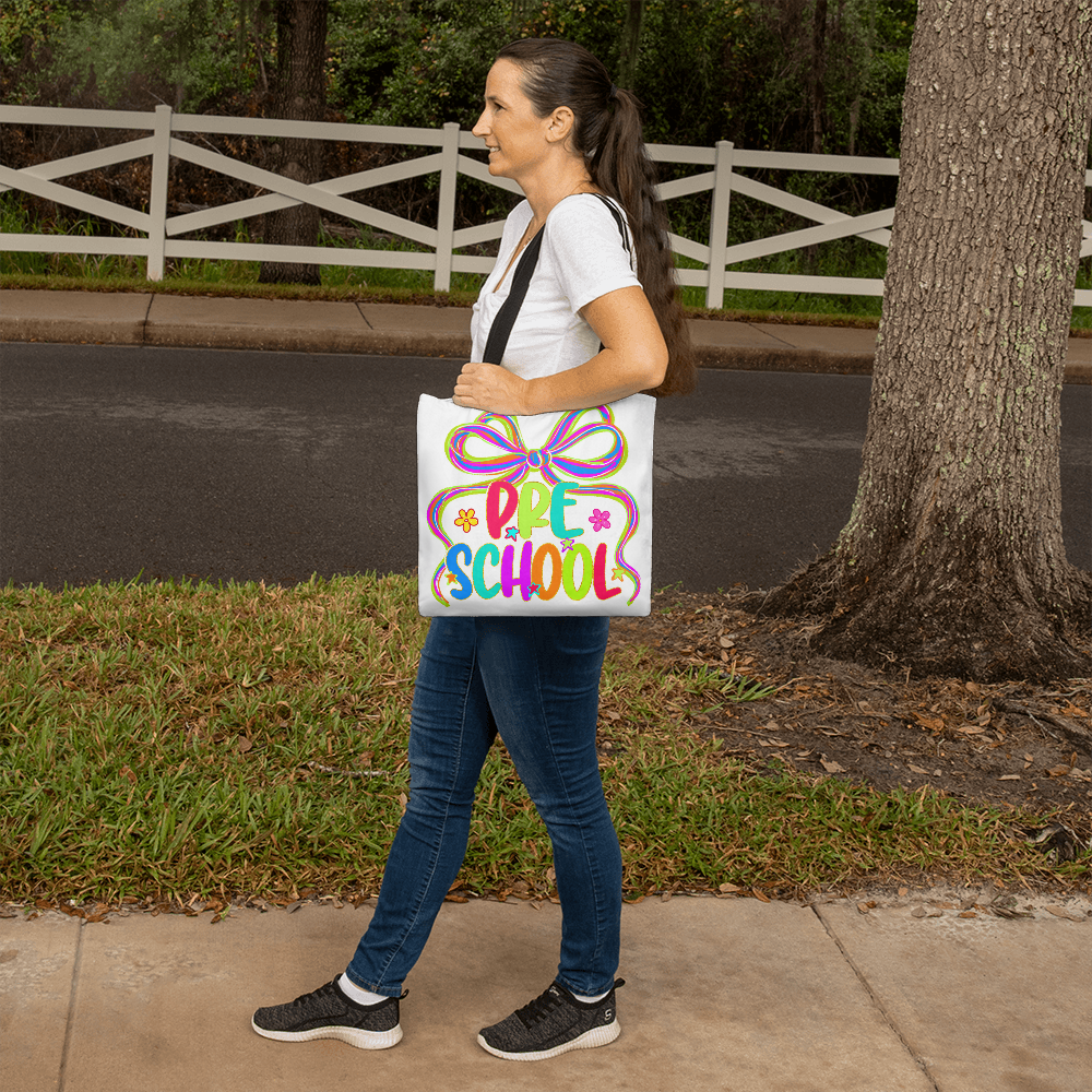 Neon Preschool Teacher Canvas Tote Bag