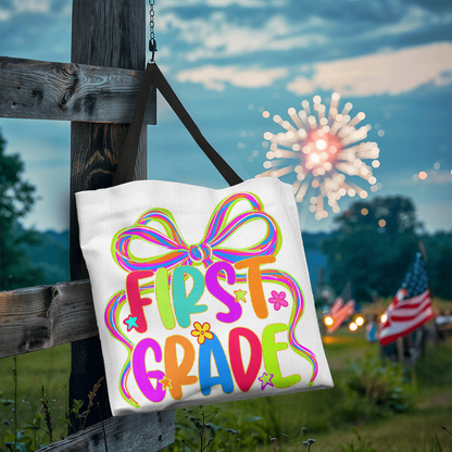 First Grade Neon Back to School Teacher Tote