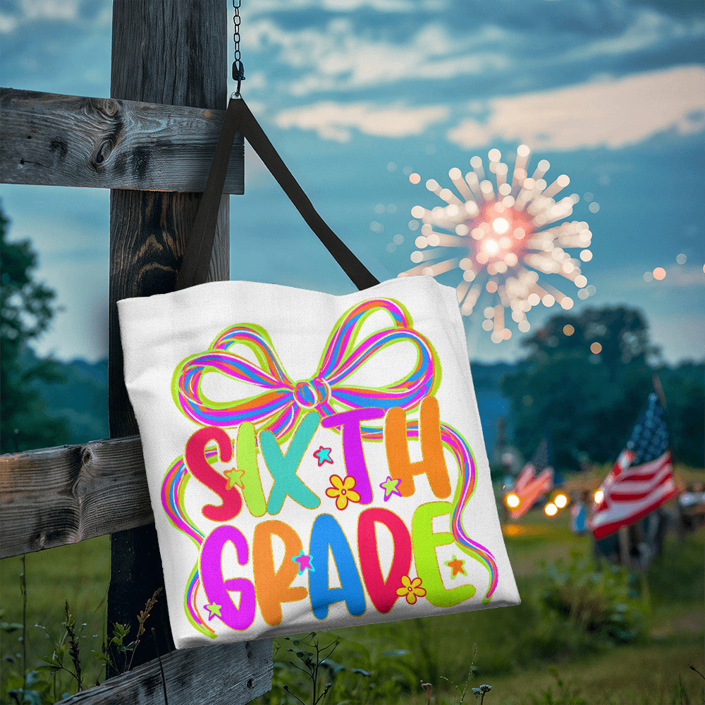 Sixth Grade Neon Back to School Teacher Tote Bag