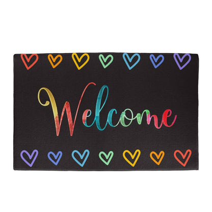 Colorful Heart Welcome Mat