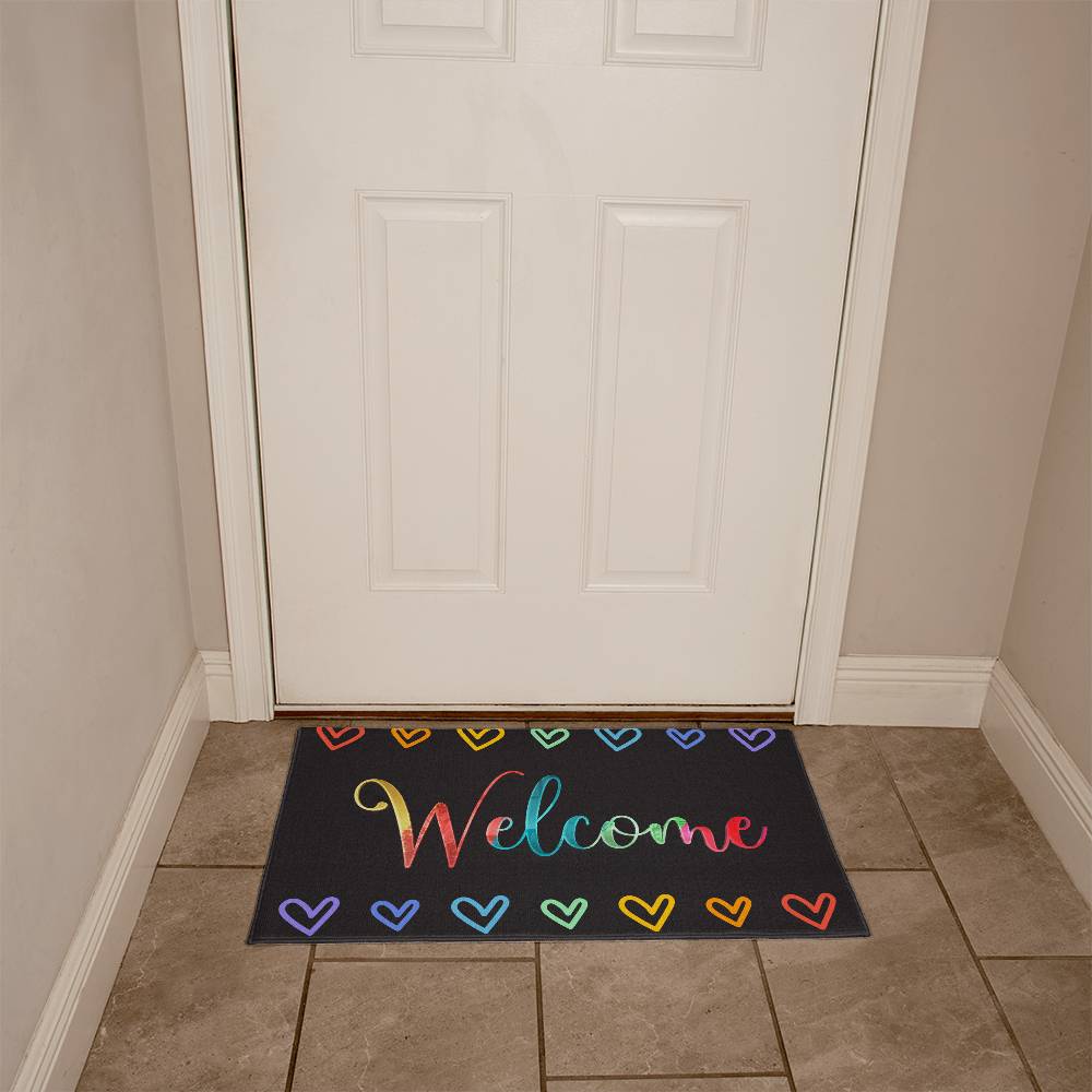 Colorful Heart Welcome Mat