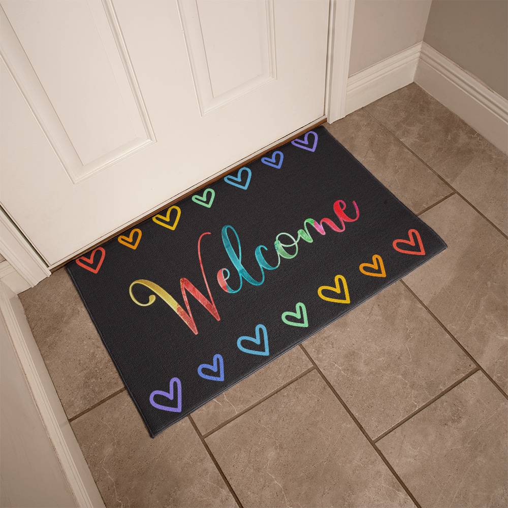 Colorful Heart Welcome Mat