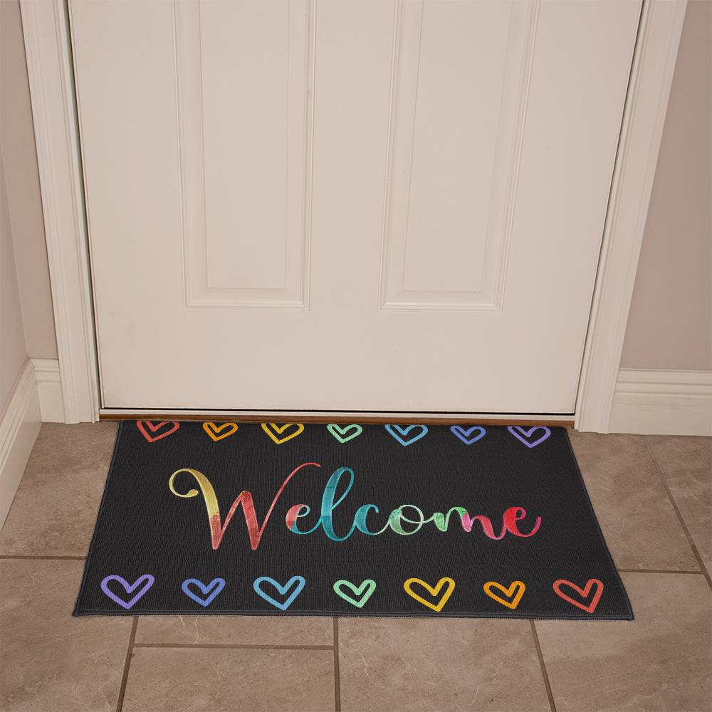 Colorful Heart Welcome Mat