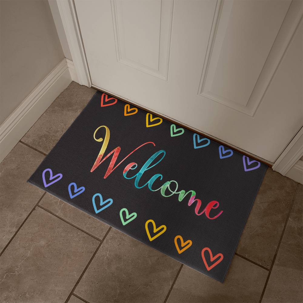 Colorful Heart Welcome Mat