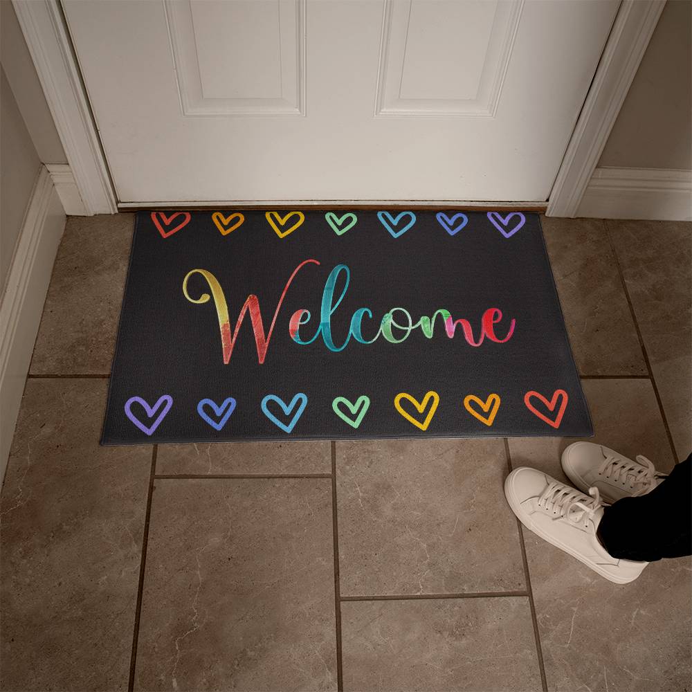 Colorful Heart Welcome Mat