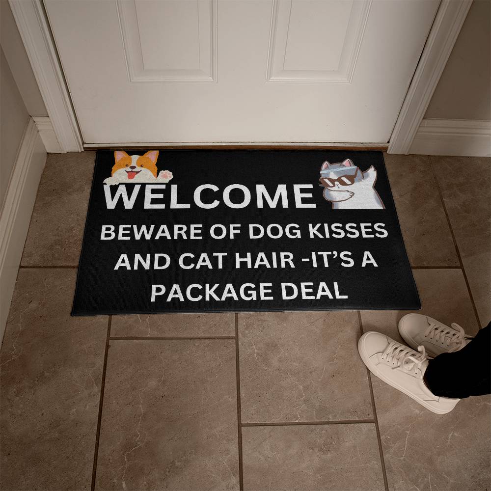 Dog Kisses Cat Hair Mat