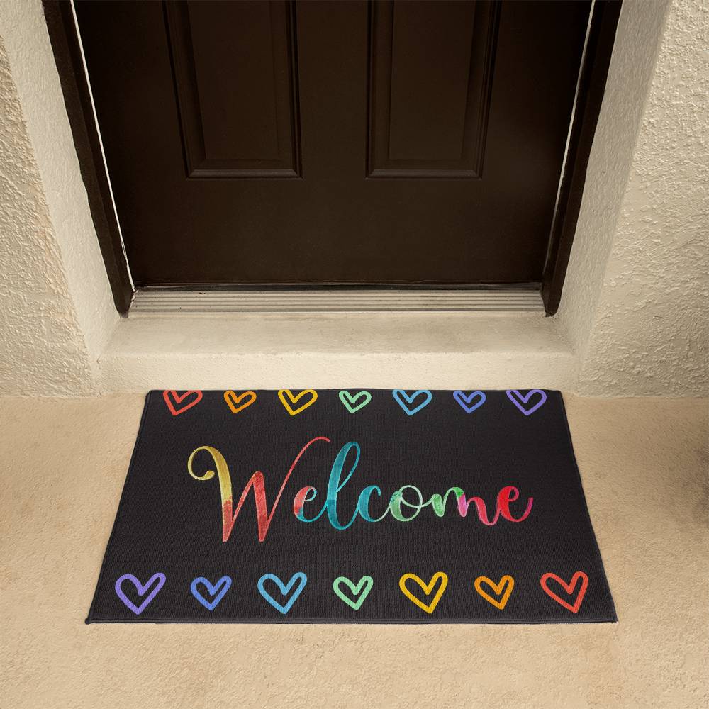 Colorful Heart Welcome Mat