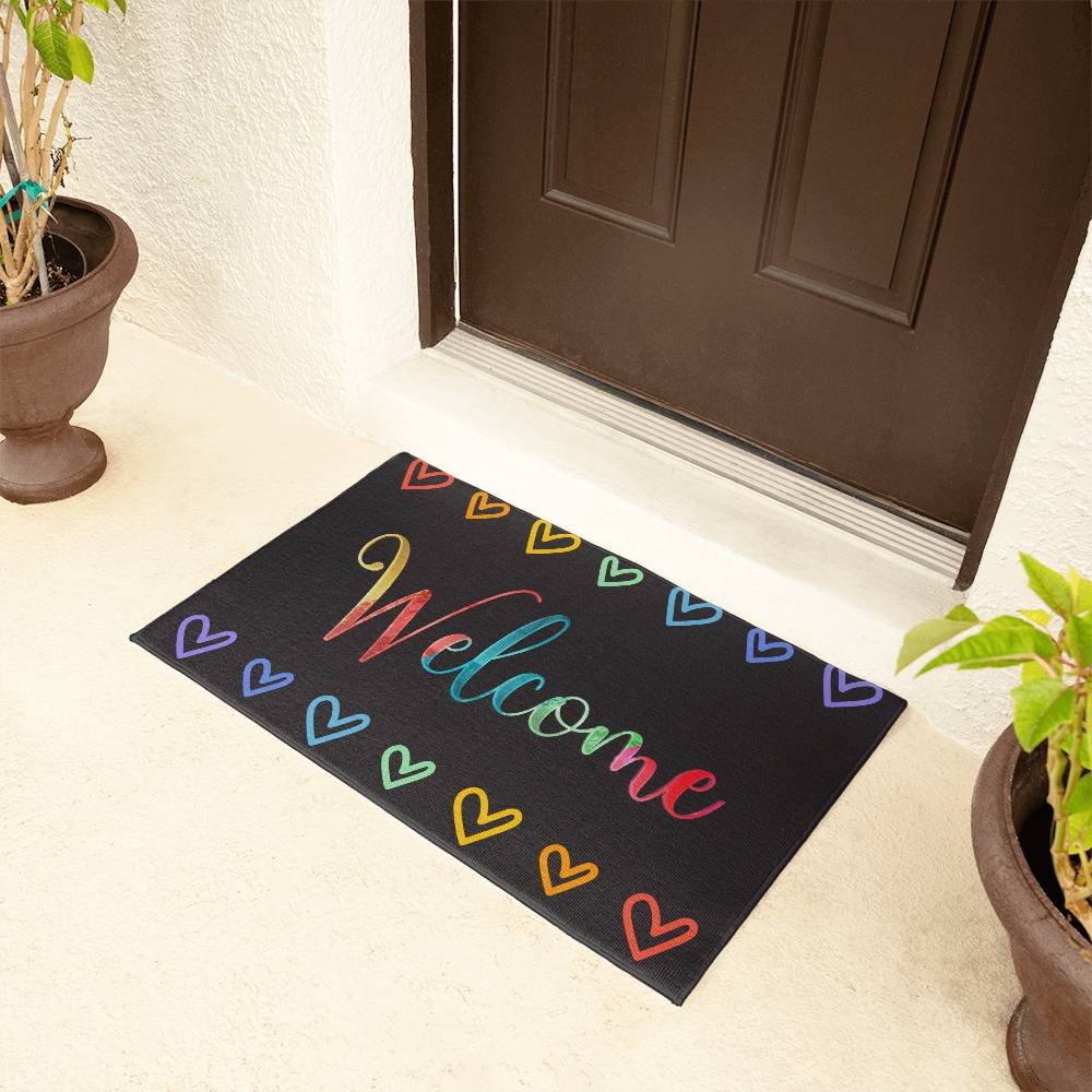 Colorful Heart Welcome Mat