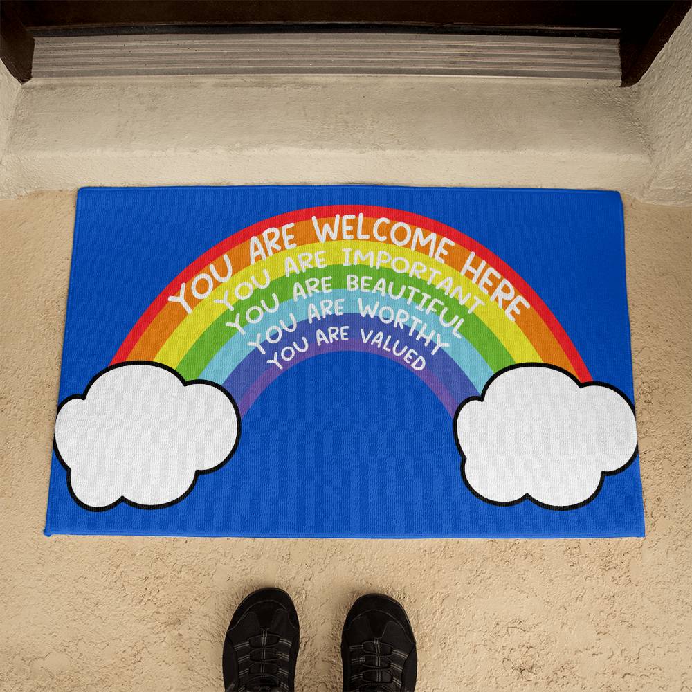 Rainbow All Are Welcome Mat