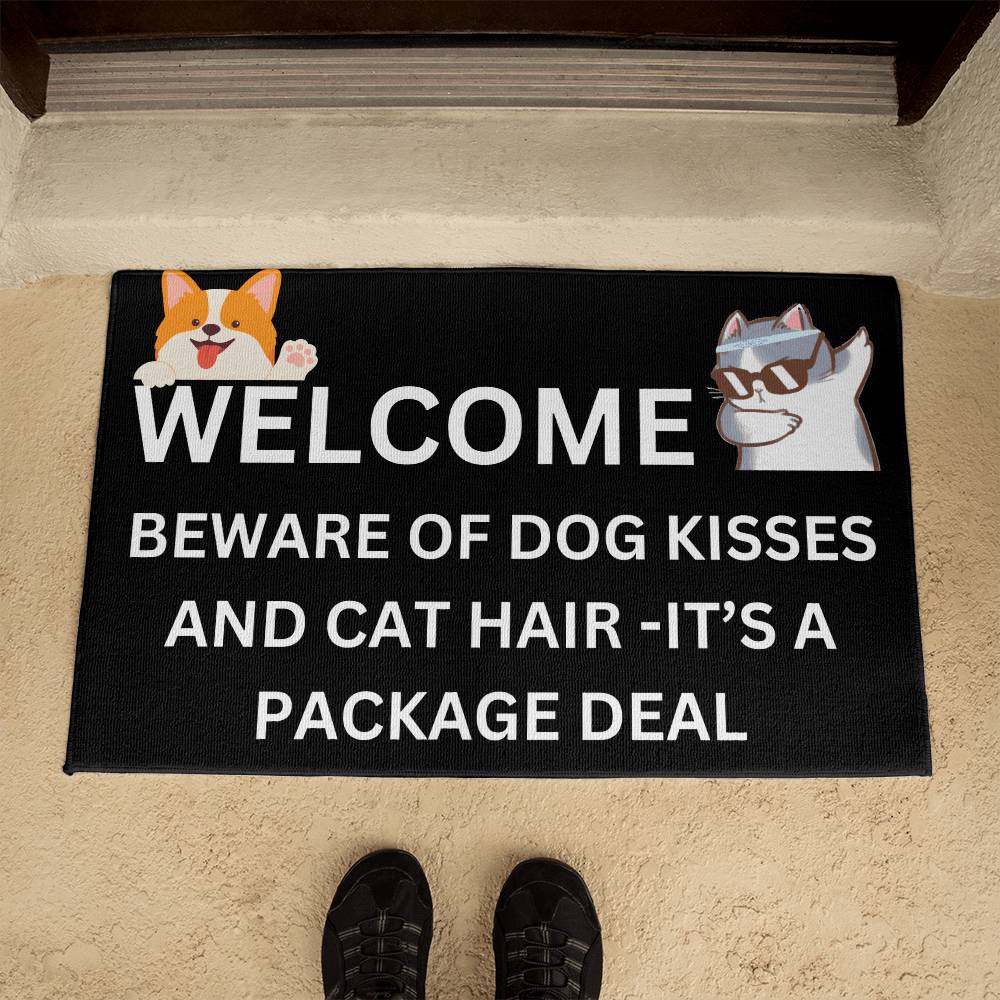 Dog Kisses Cat Hair Mat