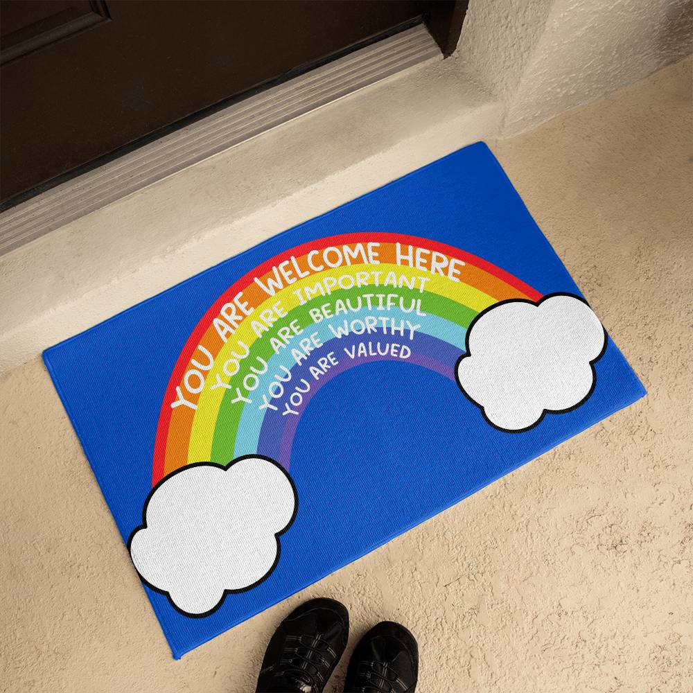 Rainbow All Are Welcome Mat