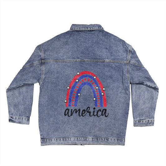 America Rainbow Denim Jacket